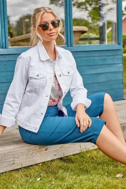 Coats & Jackets>Roman Classic Cotton Denim Jacket White