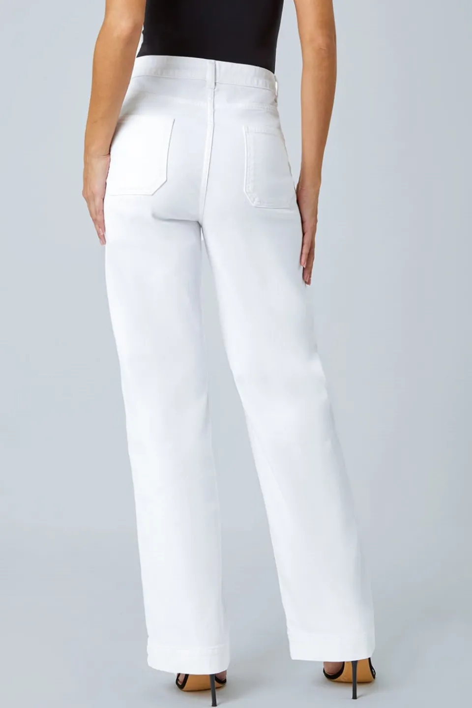 Trousers>Roman White Cotton Blend Wide Leg Stretch Jeans White-Style2