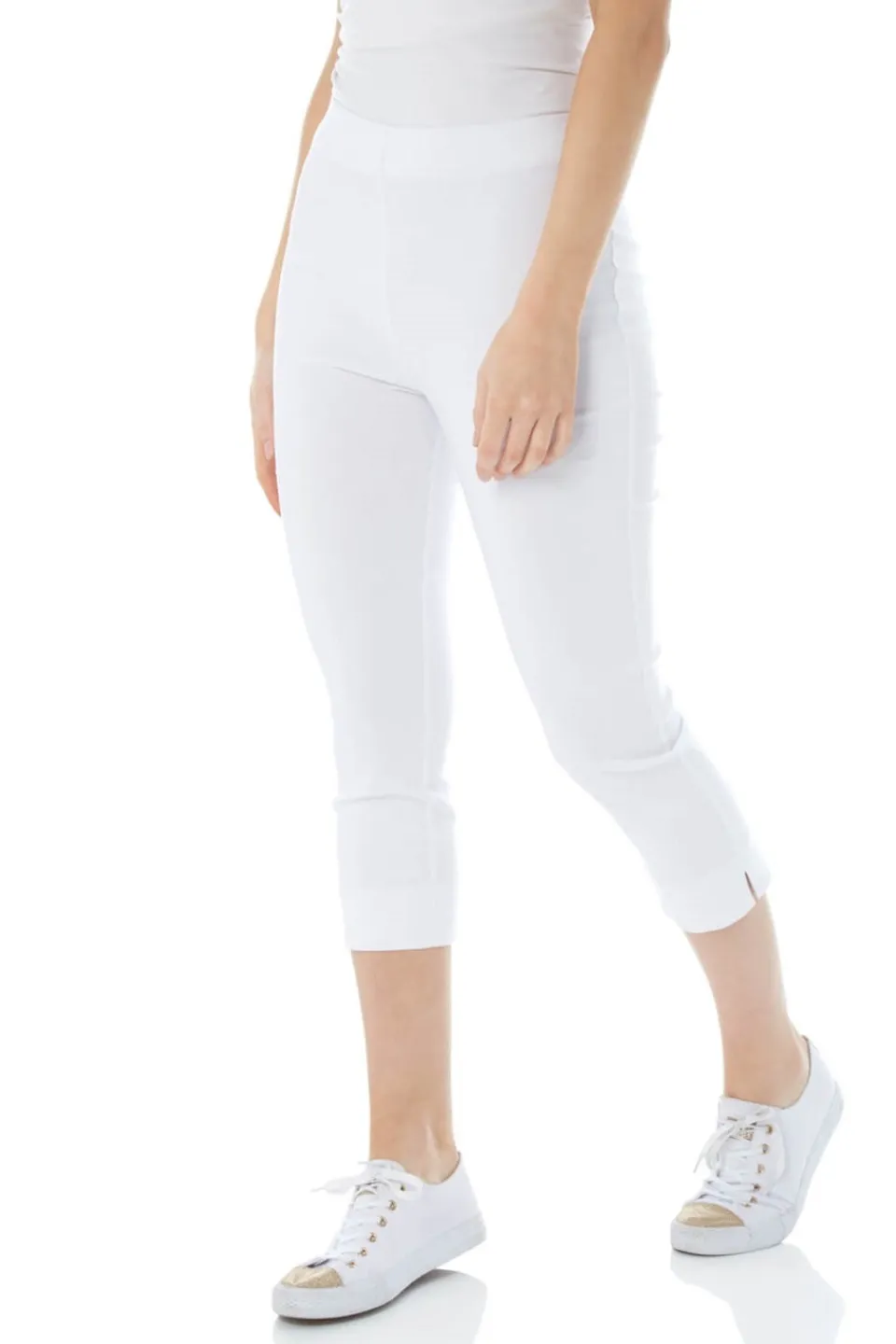 Trousers>Roman Cropped Stretch Trouser Capri Summer Leggings 3/4 Pedal Pushers White