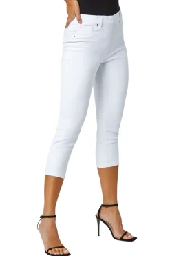 Jeans & Jeggings>Roman Cropped Stretch Denim Jegging White