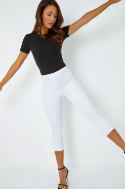 Jeans & Jeggings>Roman Cropped Stretch Denim Jegging White