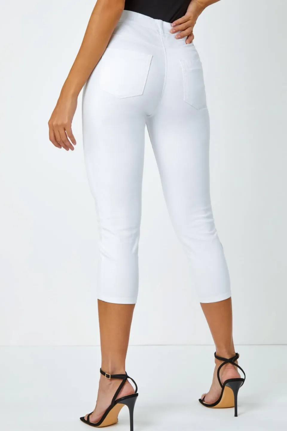 Jeans & Jeggings>Roman Cropped Stretch Denim Jegging White