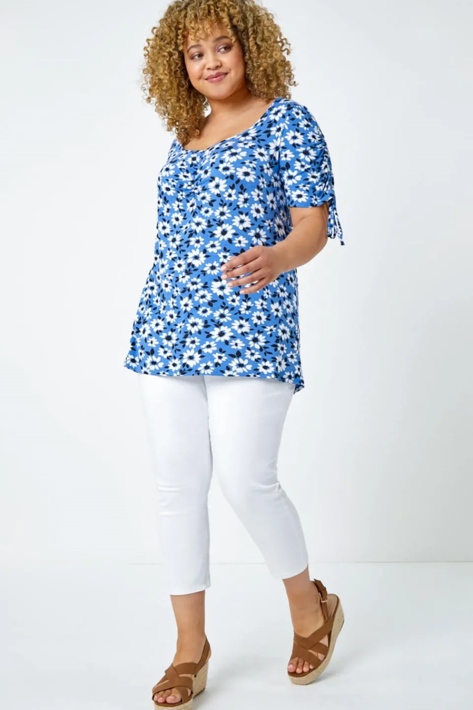 Jeans & Jeggings>Roman White Curve Elastic Waist Cropped Denim Jeggings