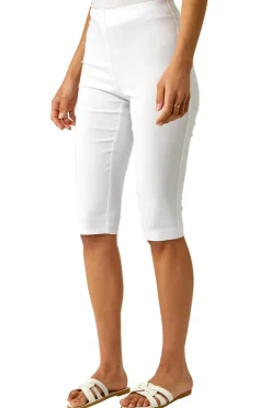 Shorts>Roman Elastic Waist Knee Length Stretch Shorts White