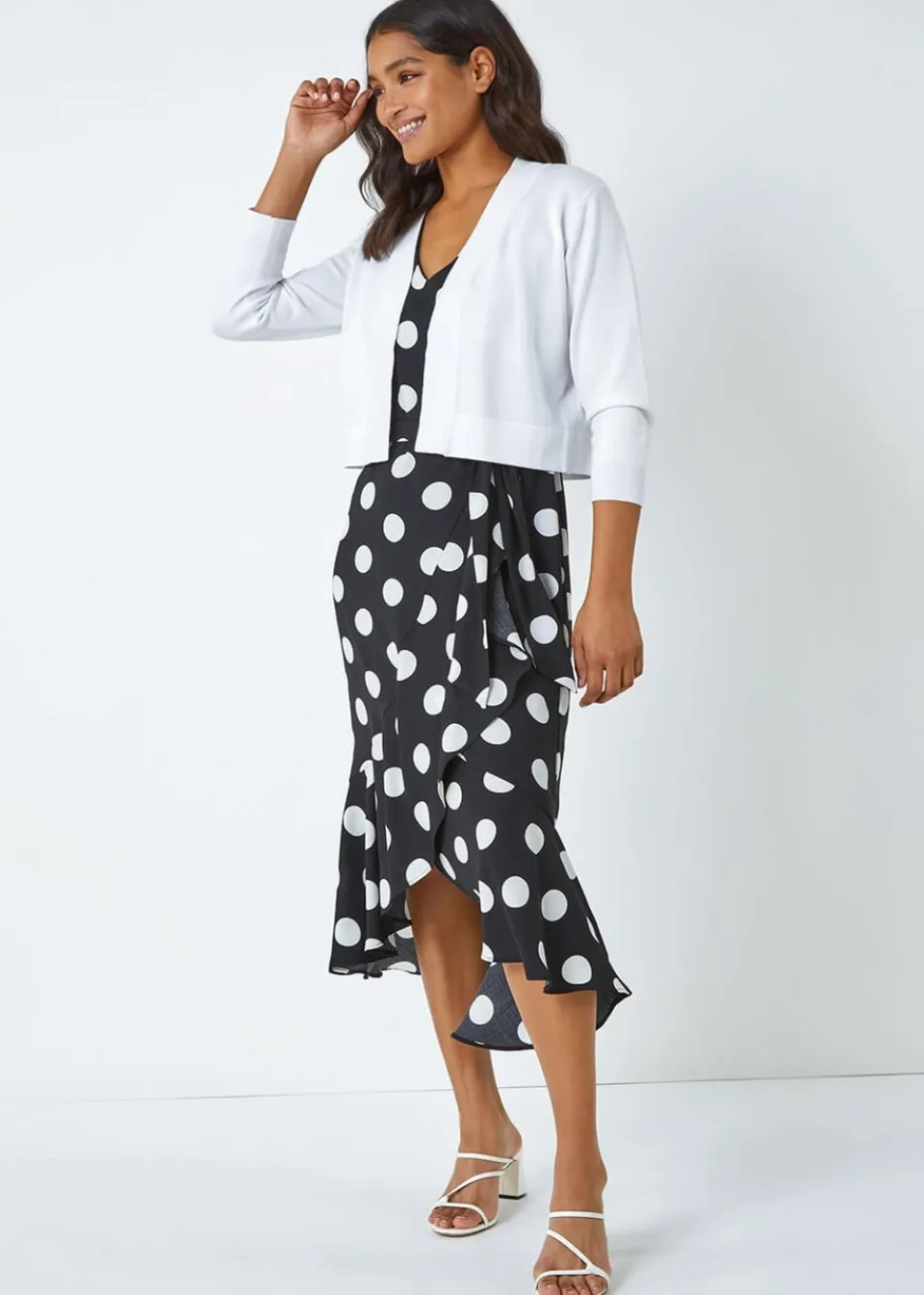 Knitwear>Roman White Knitted Bow Detail Shrug