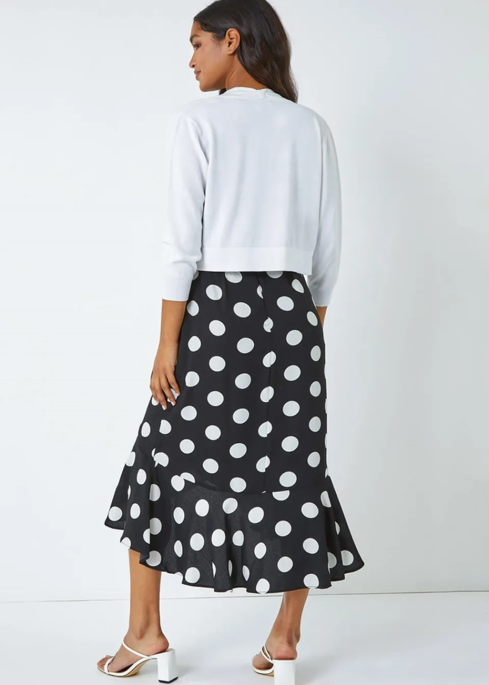 Knitwear>Roman White Knitted Bow Detail Shrug