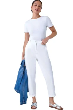 Trousers>Roman White Petite Cotton Blend Stretch Chino Trousers