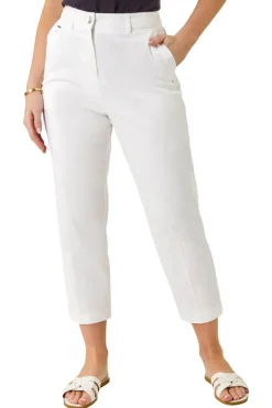 Trousers>Roman Petite Cotton Ankle Grazer Tapered Trousers White