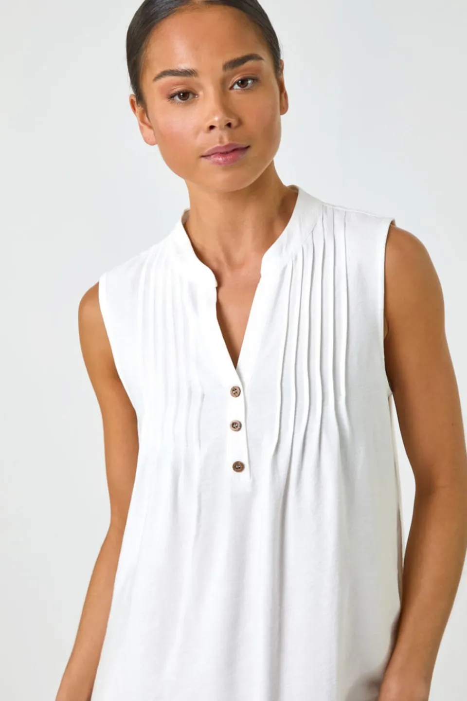 Dresses>Roman White Petite Pintuck Pocket Dress