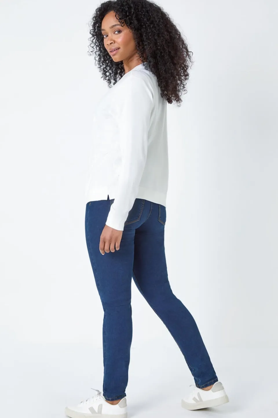 Tops>Roman White Petite Plain Stretch Cardigan 000White