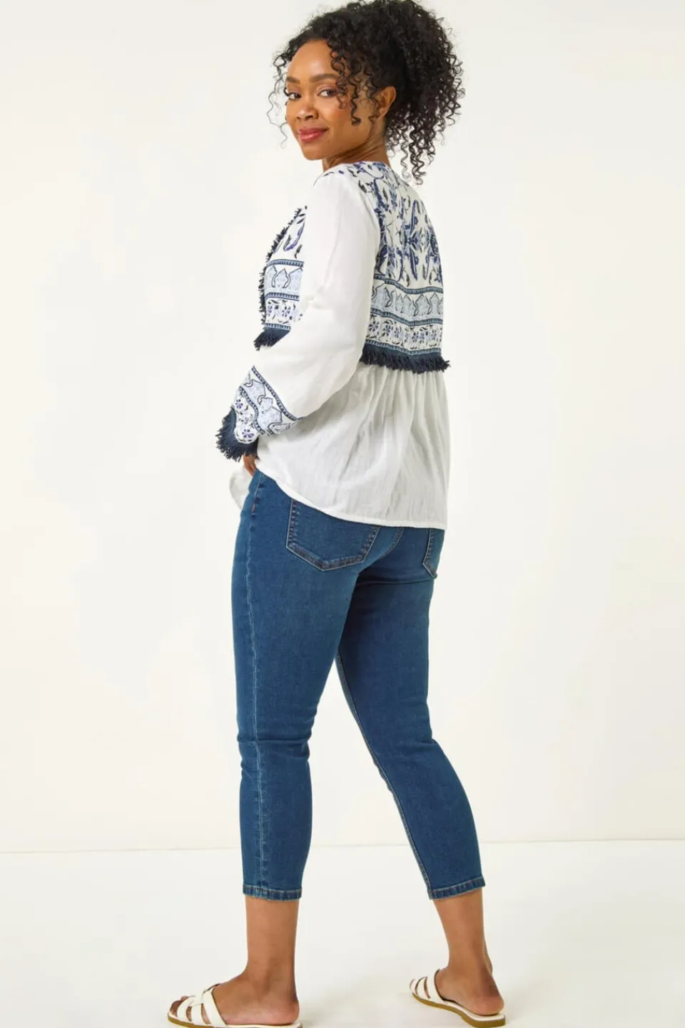 Coats & Jackets>Roman White Petite Tassel Detail Jacket