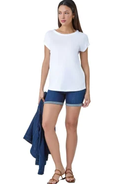 T-Shirts>Roman Plain Stretch Cotton Jersey T-Shirt White
