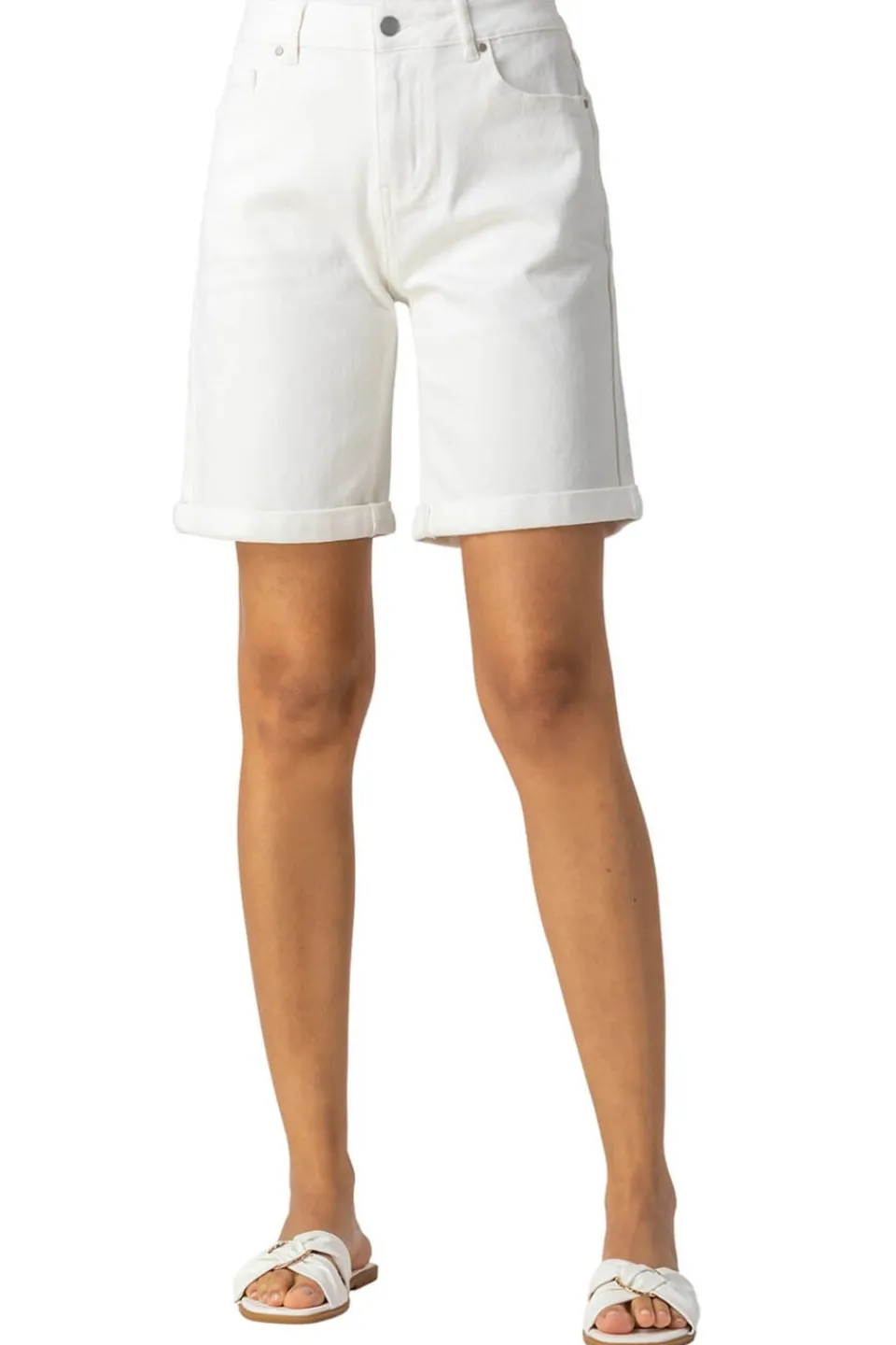 Shorts>Roman Turned Hem Denim Stretch Shorts White