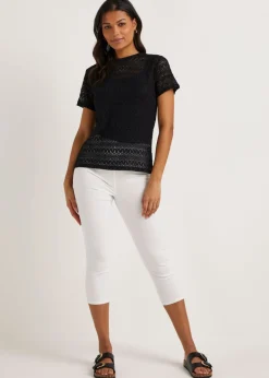 Jeans & Jeggings>Papaya Denim Rosie White Cropped Pull On Jeggings