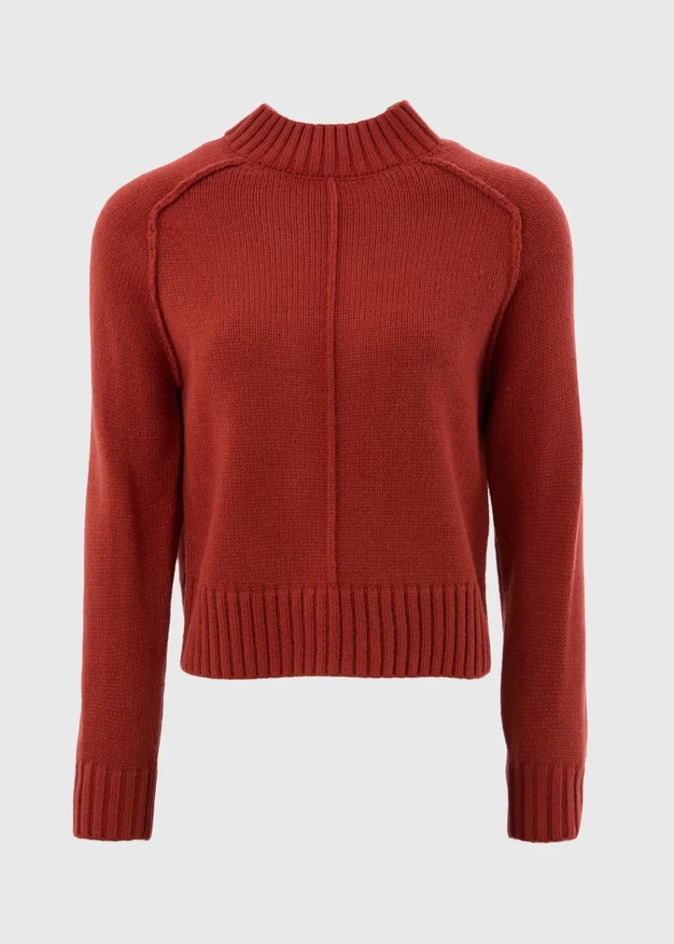 Tops>Papaya Rust Seam Knitted Jumper