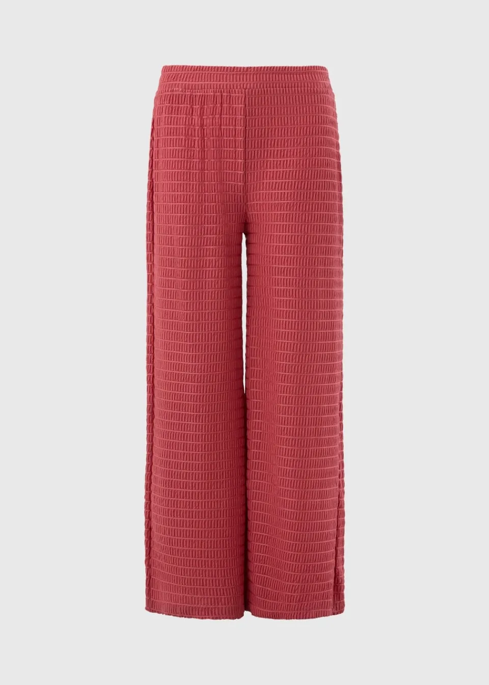 Trousers>Papaya Rust Textured Co Ord Trousers