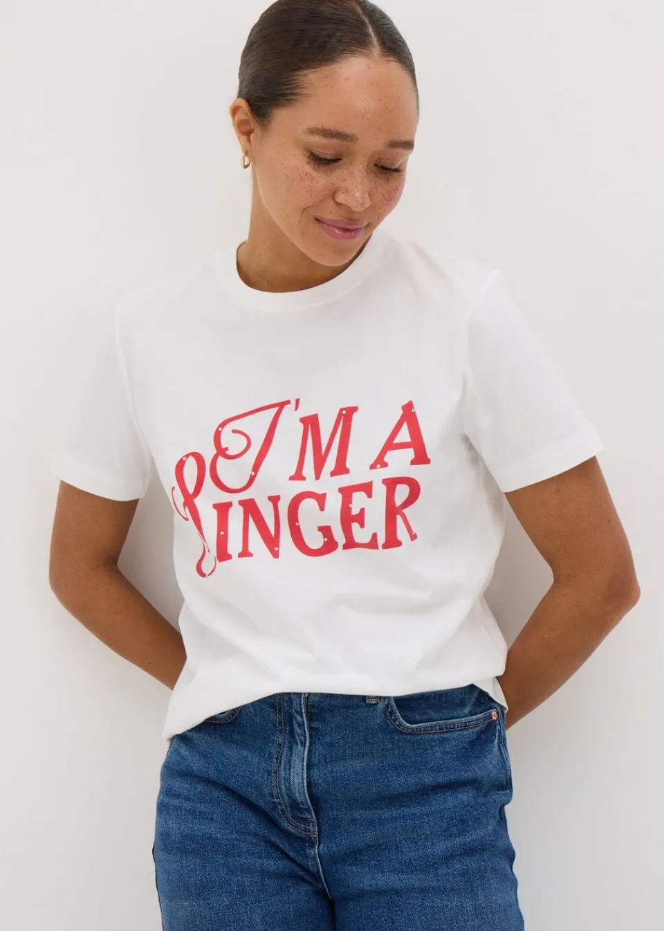 T-Shirts>Papaya Sabrina Carpenter White I'm A Singer T-Shirt