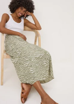 Skirts> Sage Animal Print Flared Midi Skirt