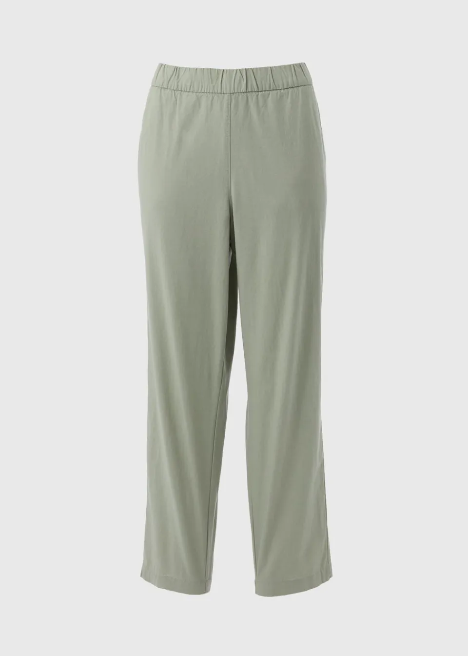 Trousers>Papaya Sage Green Cotton Tapered Trousers
