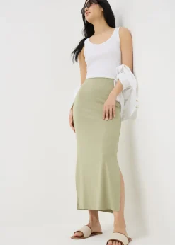 Skirts>Papaya Sage Green Jersey Maxi Skirt