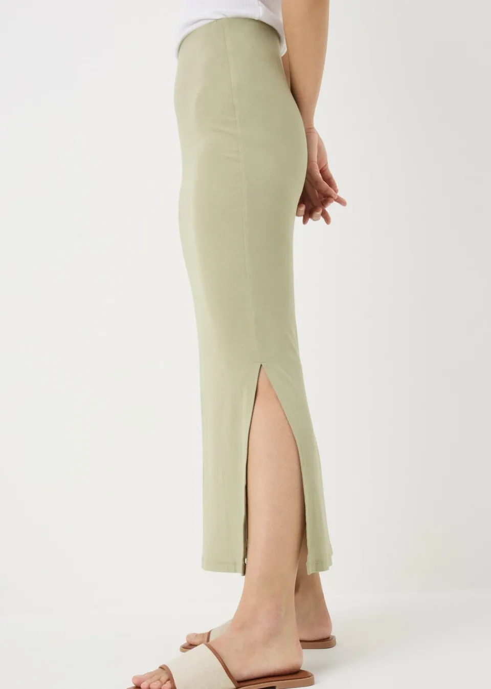 Skirts>Papaya Sage Green Jersey Maxi Skirt