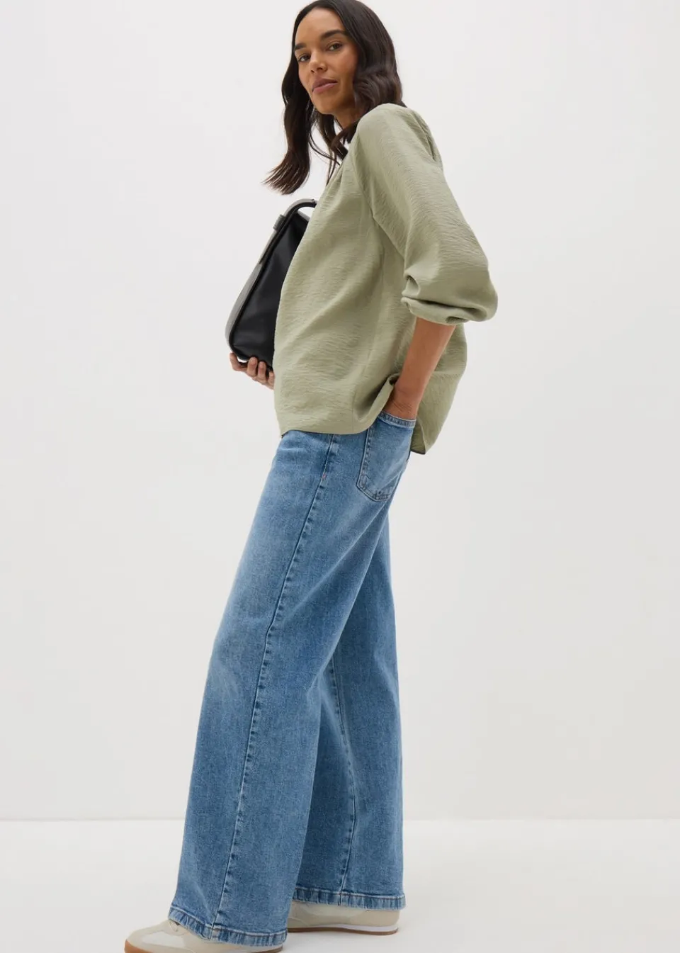 Tops>Papaya Sage Green Popover Blouse
