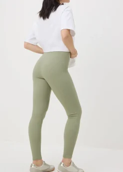 Loungewear>Papaya Sage Green Seamless Ribbed Leggings