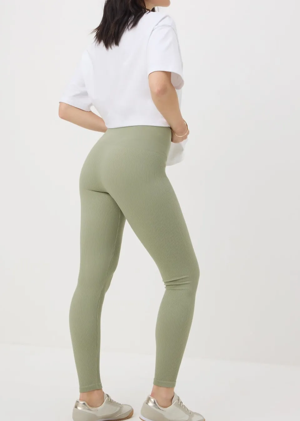 Loungewear>Papaya Sage Green Seamless Ribbed Leggings