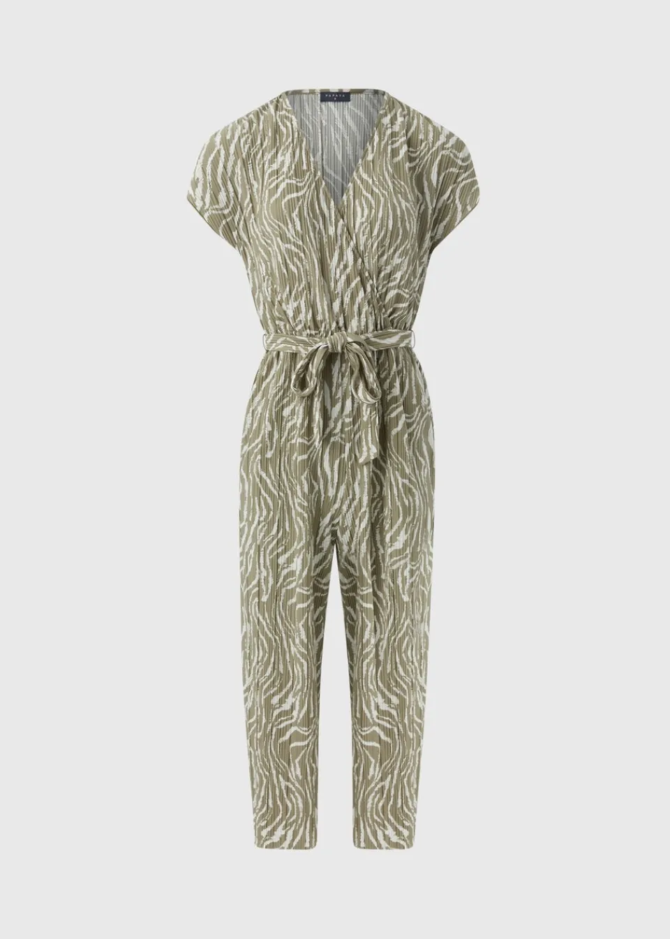 Jumpsuits & Playsuits>Papaya Sage Green Zebra Print Plisse Jumpsuit