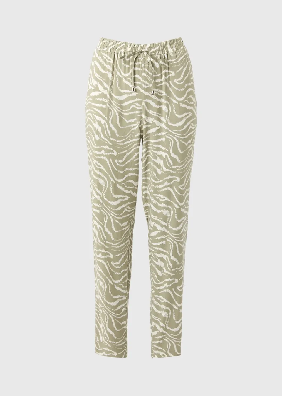 Trousers>Papaya Sage Green Zebra Print Tapered Trousers