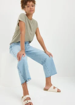 T-Shirts>Papaya Sage Linen Blend Regular Fit T-Shirt