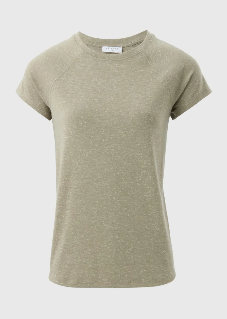 T-Shirts>Papaya Sage Linen Blend Regular Fit T-Shirt