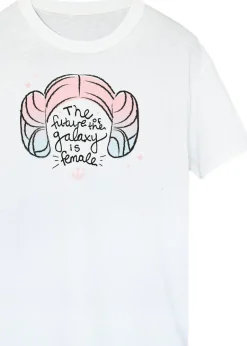 T-Shirts>Star Wars Princess Leia Future Of Galaxy Women White Printed Boyfriend Fit T-Shirt