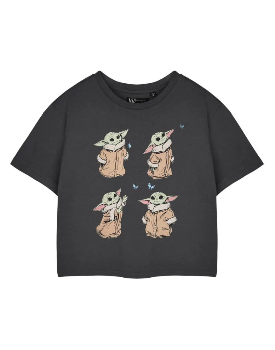 T-Shirts>Star Wars The Mandalorian Grey Grogu Baby Yoda Cropped T Shirt