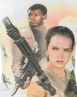 T-Shirts>Star Wars White Rey Finn BB 8 Force Awakens T Shirt