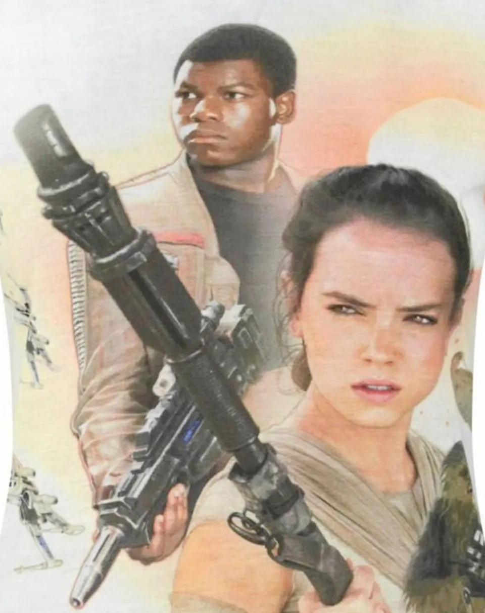 T-Shirts>Star Wars White Rey Finn BB 8 Force Awakens T Shirt