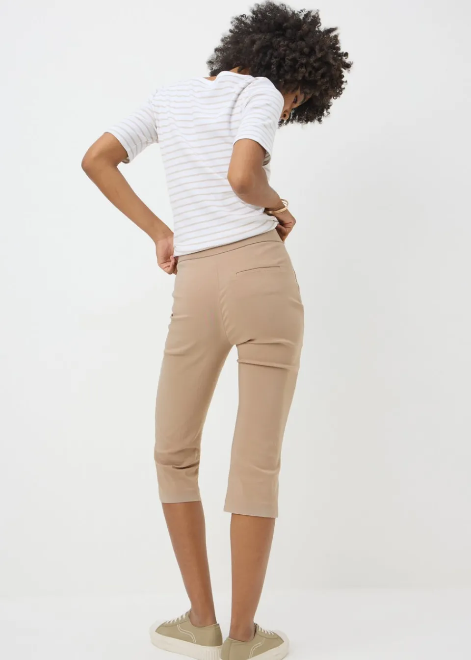 Leggings>Papaya Stone Bengaline Cropped Leggings