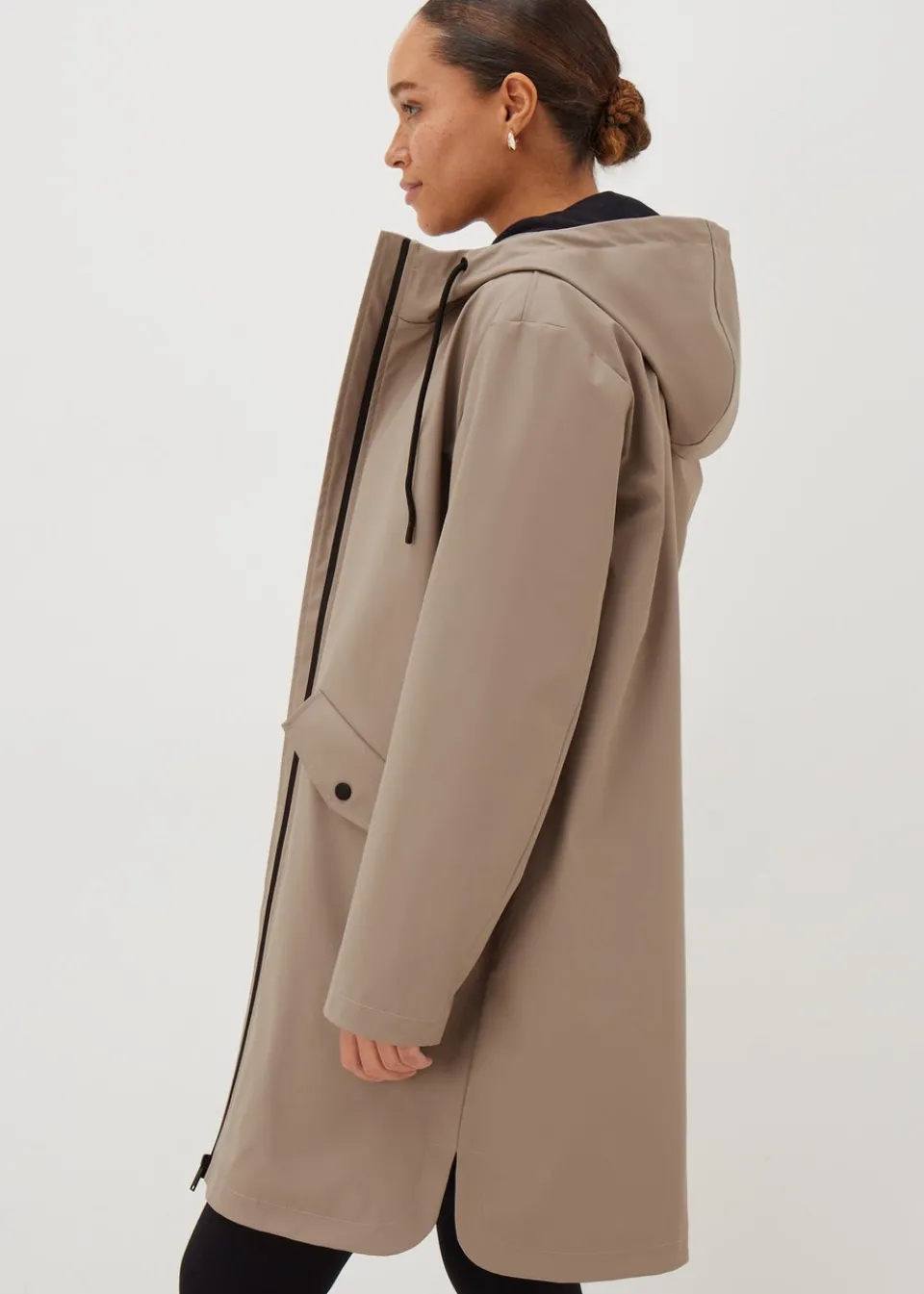 Coats & Jackets>Papaya Stone Rubberised Showerproof Parka Coat