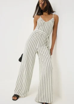 Jumpsuits & Playsuits>Papaya Stripe Wide Leg Jersey Jumpsuit Stone
