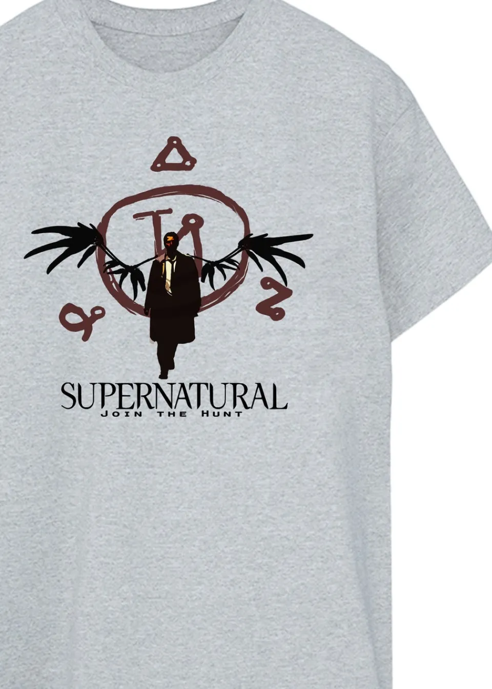 T-Shirts>Supernatural Light Grey Logo Heather Printed Boyfriend Fit T-Shirt