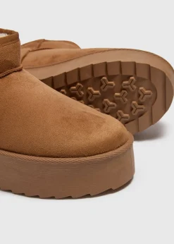 Footwear>Papaya Tan Platform Snug Boots