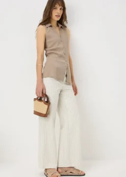 Tops>Papaya Taupe Co Ord Textured Waistcoat
