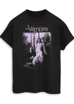 T-Shirts>The Vampire Diaries Black Boyfriend Fit Graphic T-Shirt