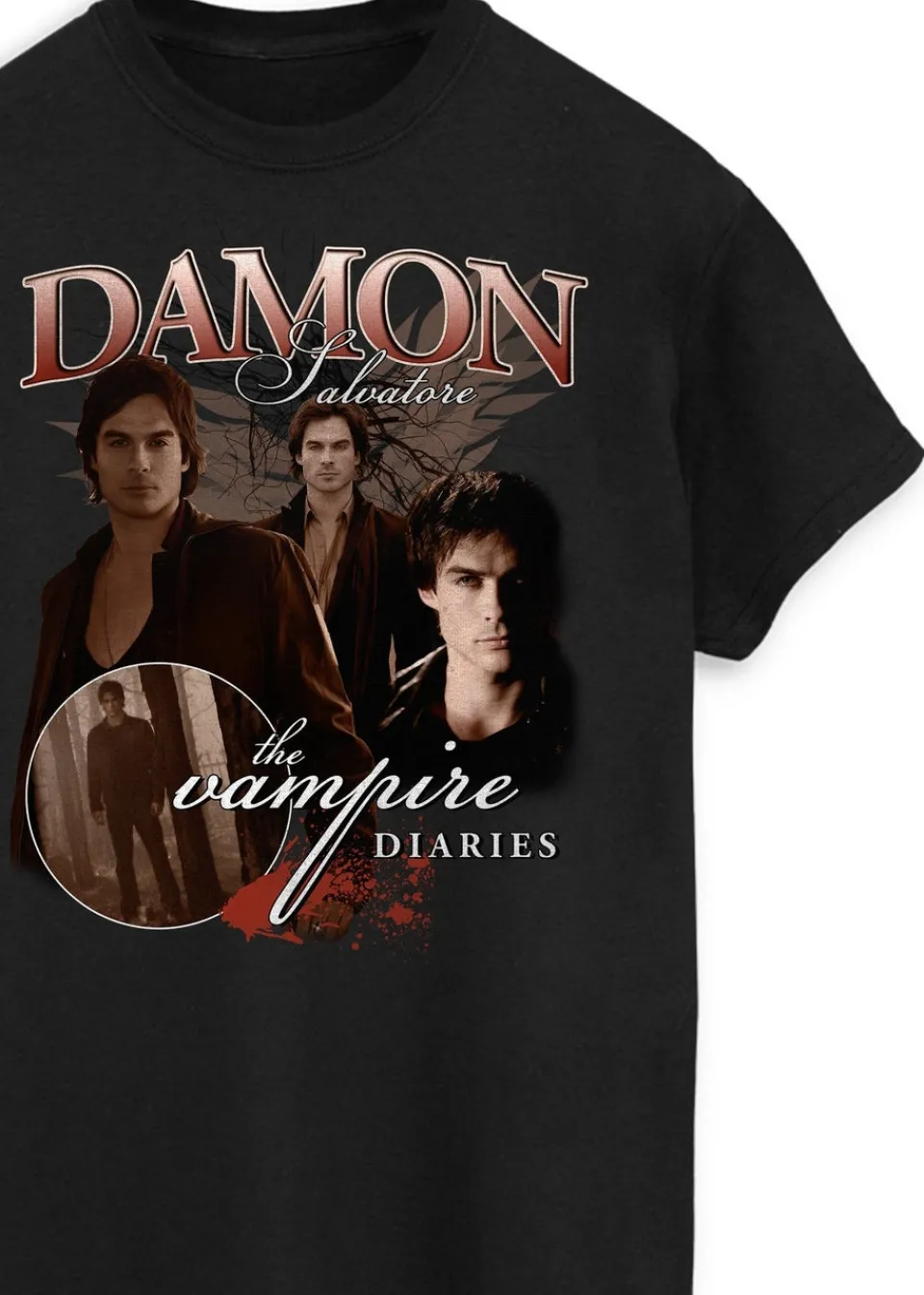 Tops>The Vampire Diaries Damon Black Boyfriend Fit Graphic T-Shirt