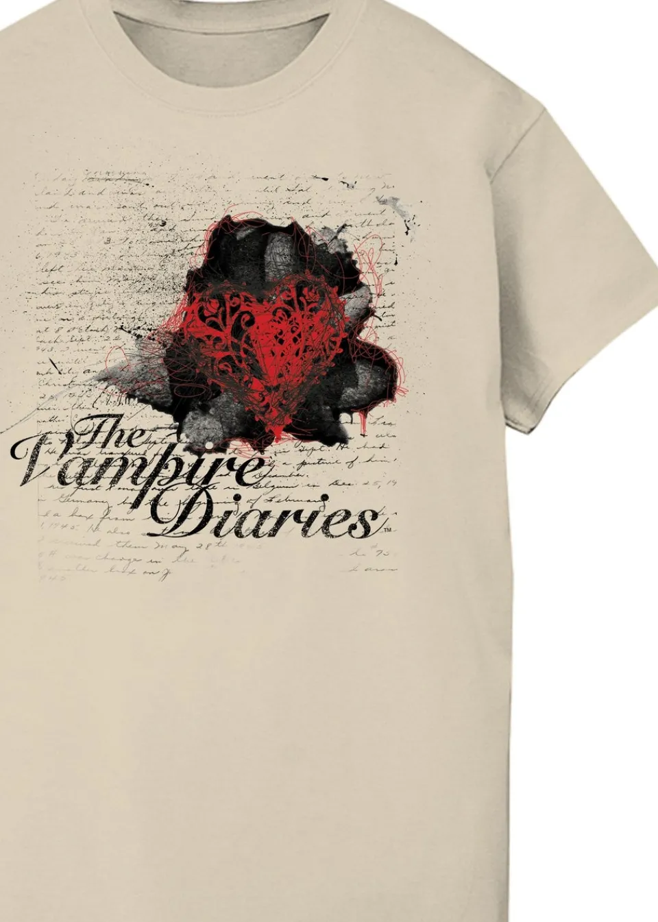 T-Shirts>The Vampire Diaries Heart Diary Sand Boyfriend Fit Graphic T-Shirt