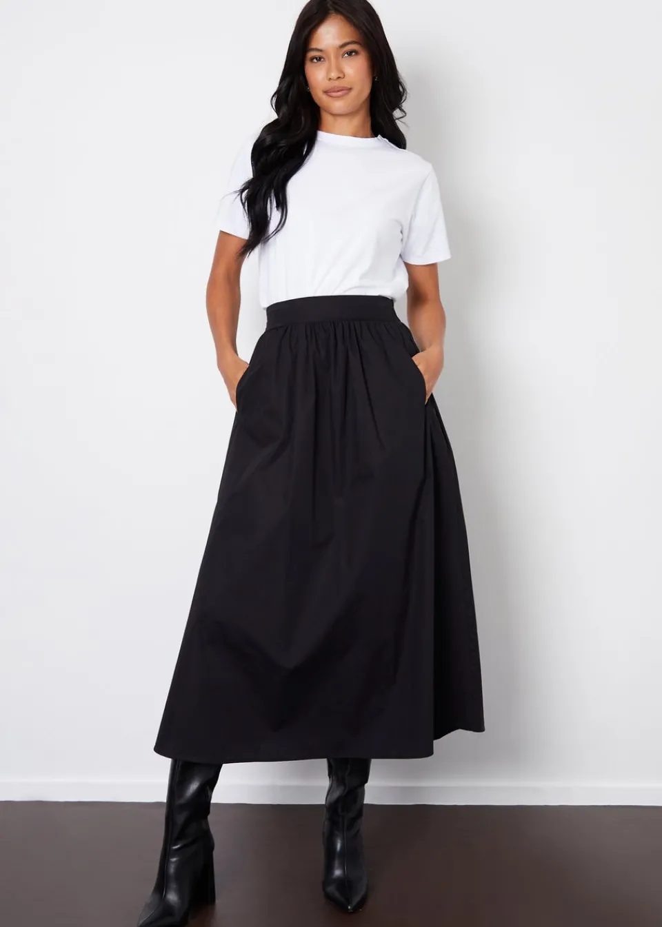 Skirts>Threadbare Black Orkney Maxi Skirt with Pockets