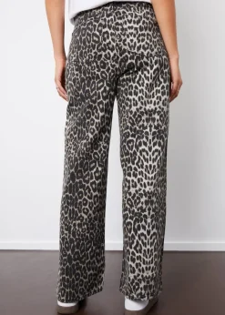 Jeans & Jeggings>Threadbare Brown Soleil Printed Wide Leg Denim Jeans