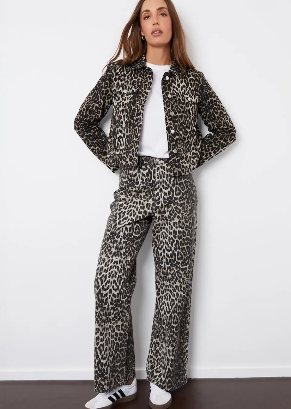 Jeans & Jeggings>Threadbare Brown Soleil Printed Wide Leg Denim Jeans
