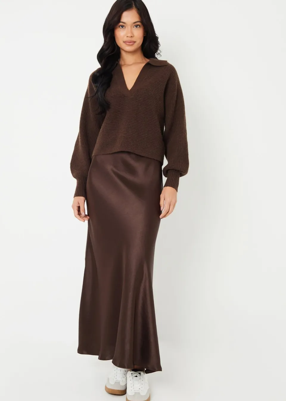 Skirts>Threadbare Chocolate Ariel Satin Maxi Slip Skirt
