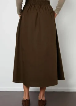 Skirts>Threadbare Chocolate Cotton Maxi Skirt With Pockets